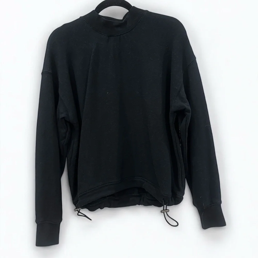 Vince Women’s Long Sleeve Crew Neck Pullover Sweater Black Small with Drawcord - Picture 3 of 8